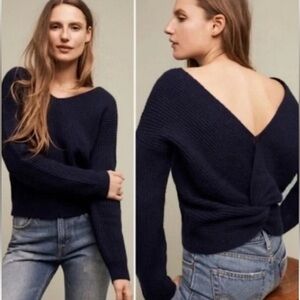 Angel of the North Anthropology Wool Blend Twist back Sweater